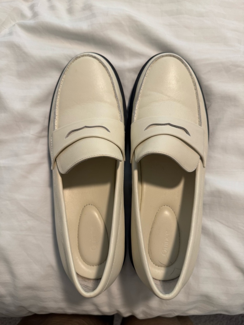 Quince Cream Leather Penny Loafers